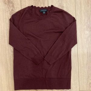 Ann Taylor maroon scalloped sweater